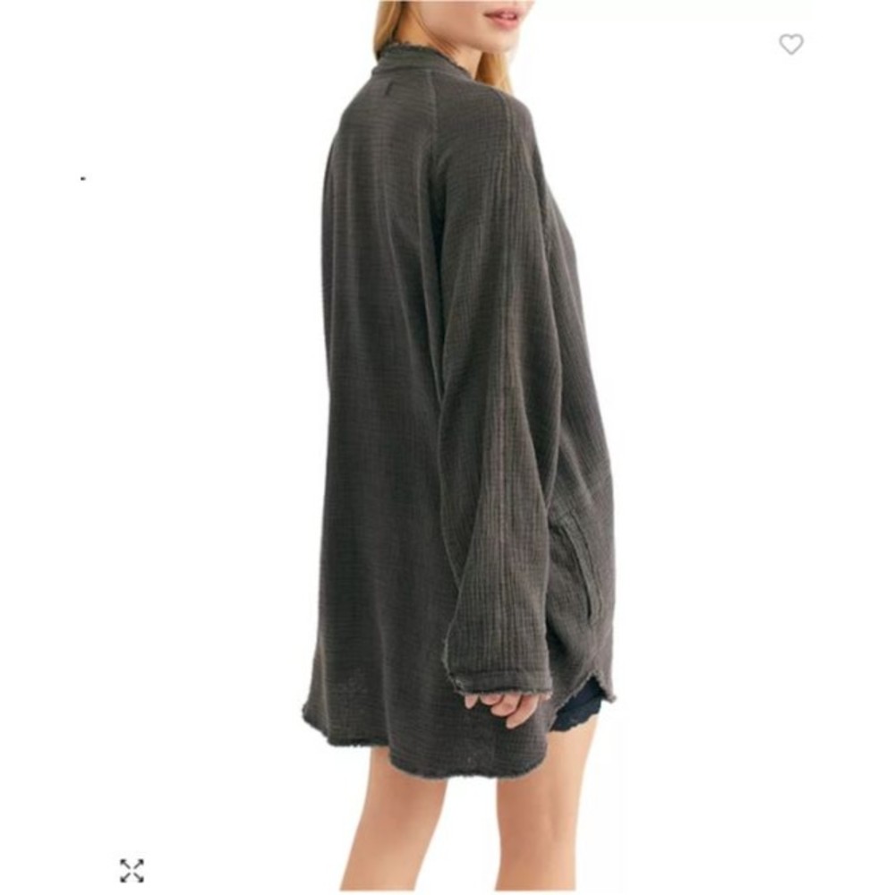 WE the FREE PEOPLE Charcoal Gray Cotton Summer Daydream Gauzy Tunic L = 12/14 - Picture 2 of 9